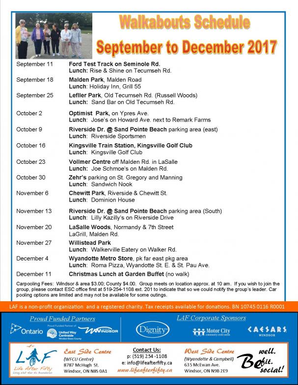 Walkabouts September - December 2017